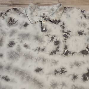 KING SIZE Polo‎ Shirt Adult 4XL Gray White Tie Dye Cotton Pullover